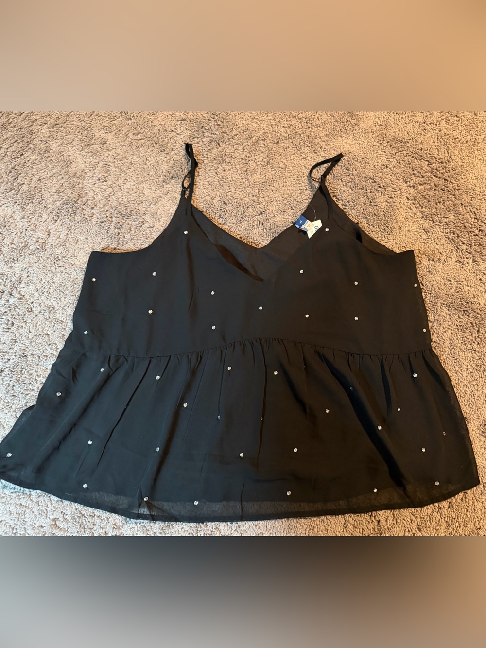 Old Navy Black Beaded V-Neck Peplum Camisole